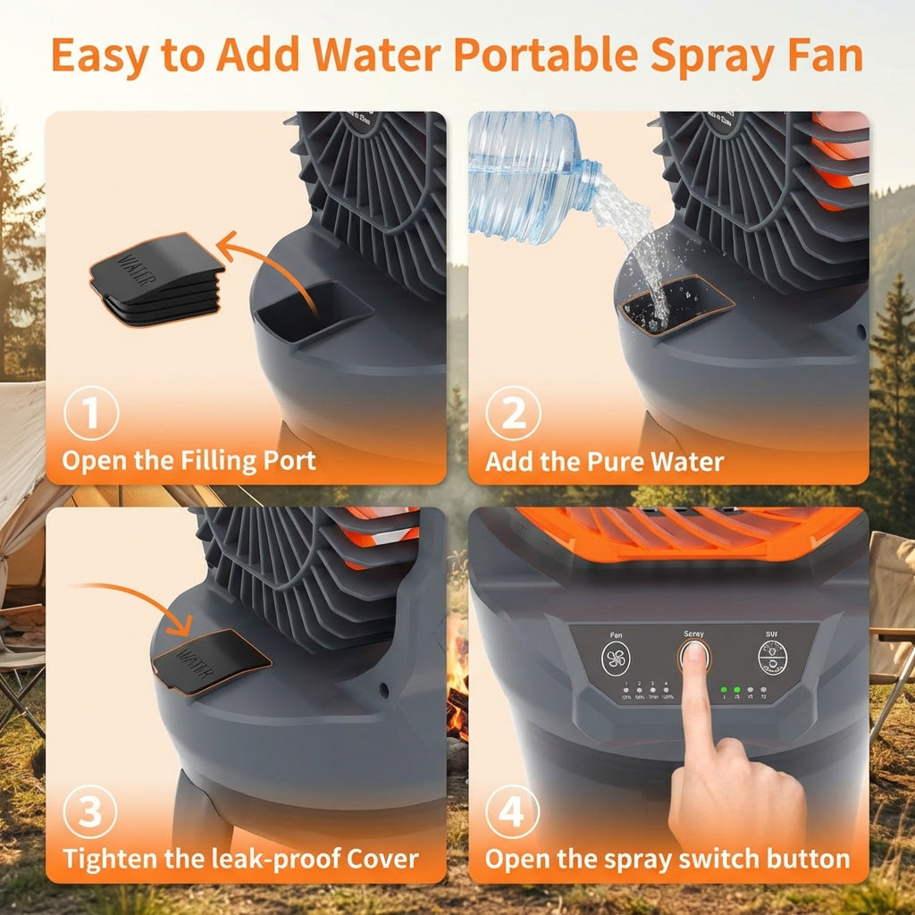 Portable Misting Fan – Cooling Spray with Ambient RGB Light