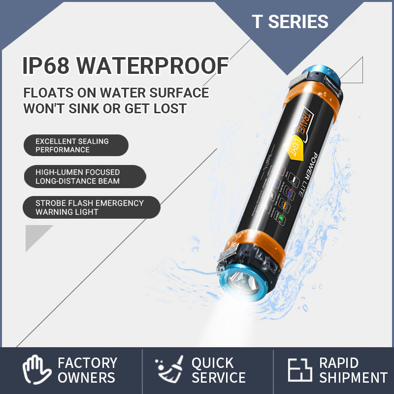 Waterproof Flashlight Torch IP68 Rechargeable 5500K + 580nm LED Camping Travel Outdoor Light