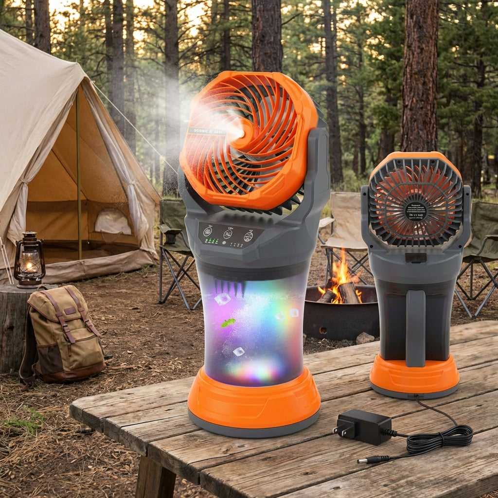 Portable Misting Fan – Cooling Spray with Ambient RGB Light