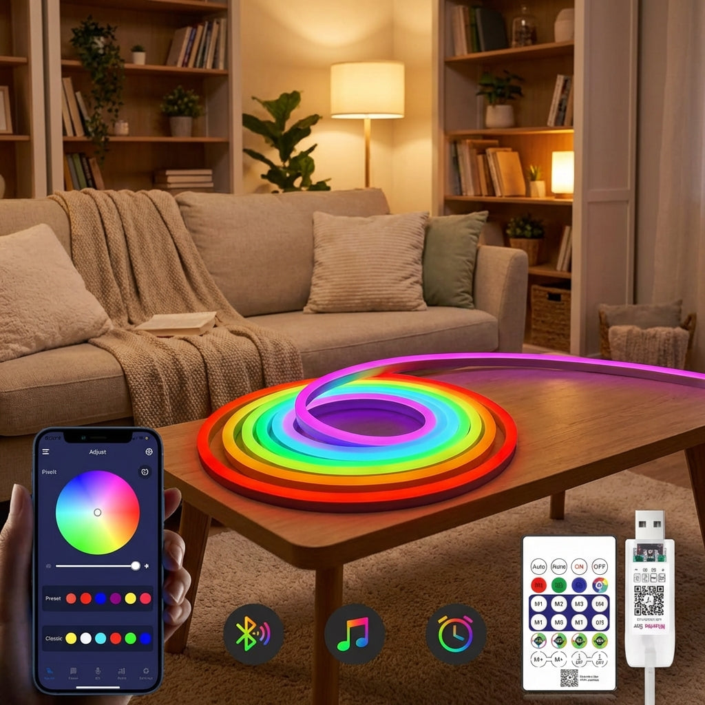 RGB Neon Strip Light – Soft Glow, Flexible Design, Indoor & Outdoor