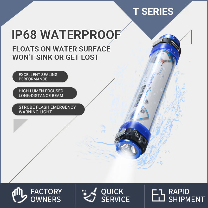 Waterproof Flashlight Torch IP68 Rechargeable 5500K + 580nm LED Camping Travel Outdoor Light