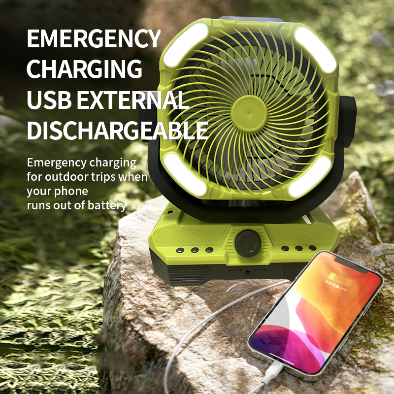 Battery Powered Fan Rechargeable, 360°Auto-oscillating Powerful Airflow Battery Operated Camping Fans, Quiet & 8H Timer Cordless Outdoor Remote Fan with LED for Tent Bedroom Travel Office X66