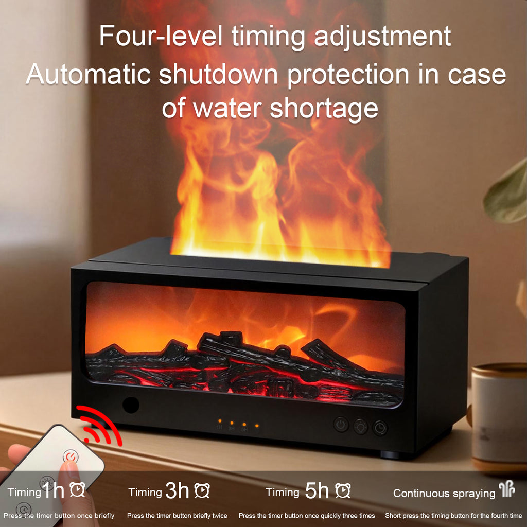 Essential Oil Diffuser, Flame Fireplace Aroma Diffuser with 7 Color Lights