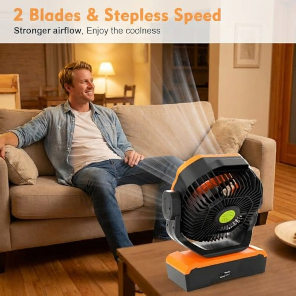 Cordless Camping Fan – Quiet, Powerful & 360° Airflow