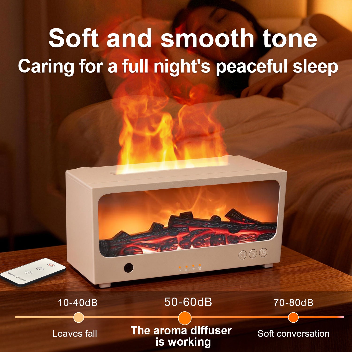 Essential Oil Diffuser, Flame Fireplace Aroma Diffuser with 7 Color Lights