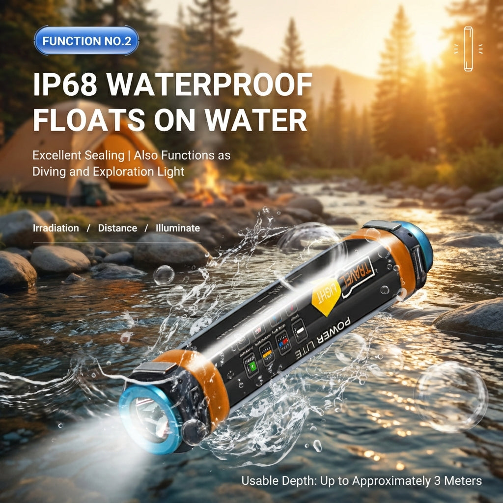 Waterproof Flashlight Torch IP68 Rechargeable 5500K + 580nm LED Camping Travel Outdoor Light