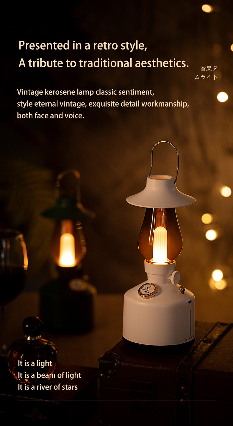 Retro Bluetooth Table Lamp Dimmable Candlelight Speaker with IPX4 Waterproof 8 Hour Playtime for Bedroom Decor Camping Vintage Style