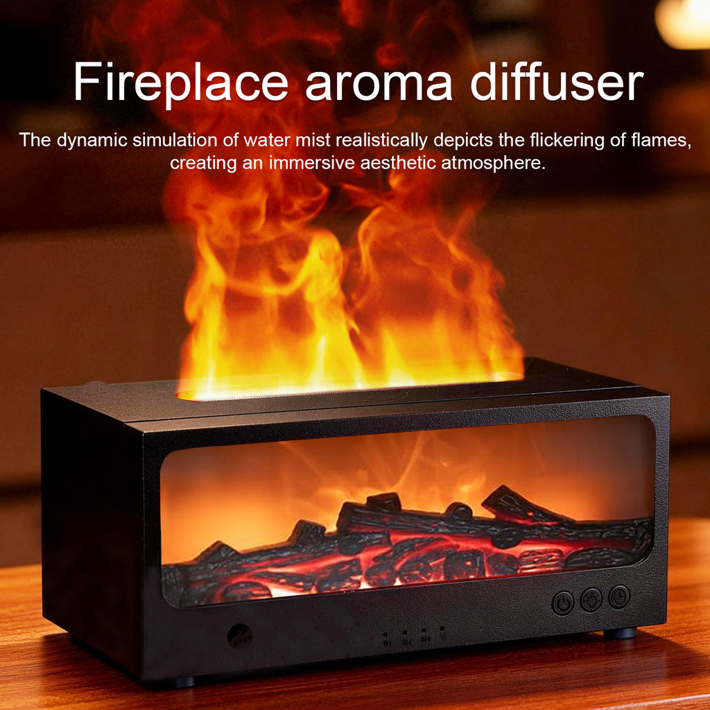 Essential Oil Diffuser, Flame Fireplace Aroma Diffuser with 7 Color Lights