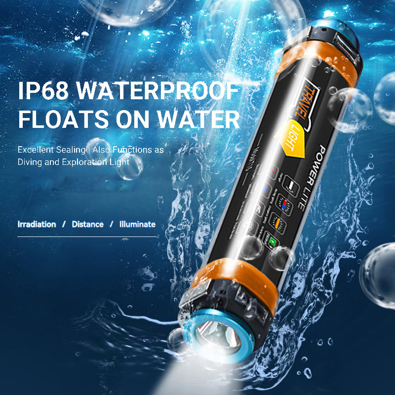 Waterproof Flashlight Torch IP68 Rechargeable 5500K + 580nm LED Camping Travel Outdoor Light