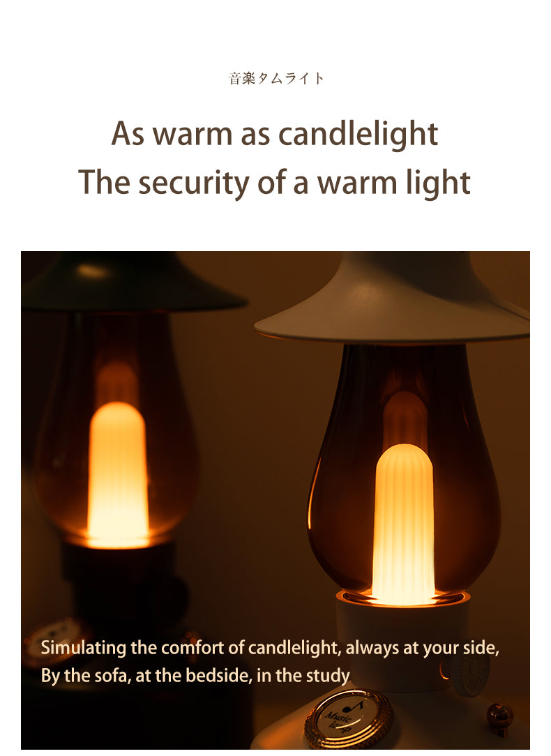 Retro Bluetooth Table Lamp Dimmable Candlelight Speaker with IPX4 Waterproof 8 Hour Playtime for Bedroom Decor Camping Vintage Style