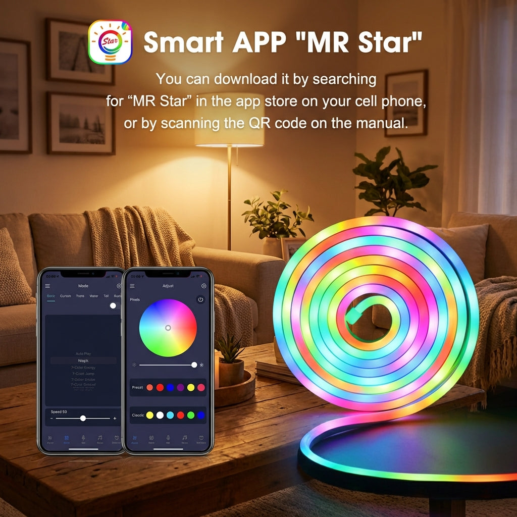 RGB Neon Strip Light – Soft Glow, Flexible Design, Indoor & Outdoor