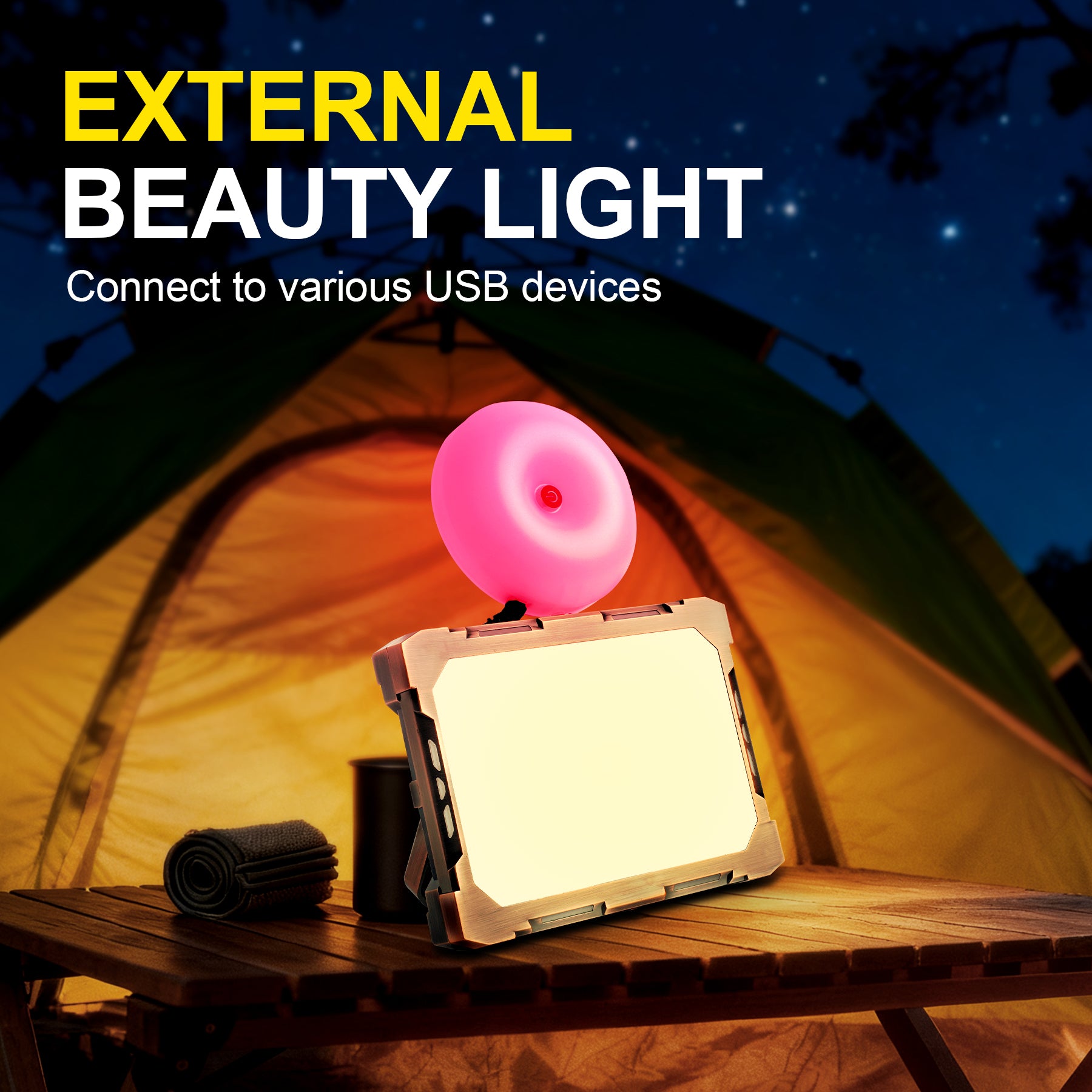 Rechargeable LED Camping Lantern Rechargeable Work Light with USB/Magnetic/Portable Mobile Charger/3000-7000K/3 Modes for Workshop, Garage, Camping, Fishing