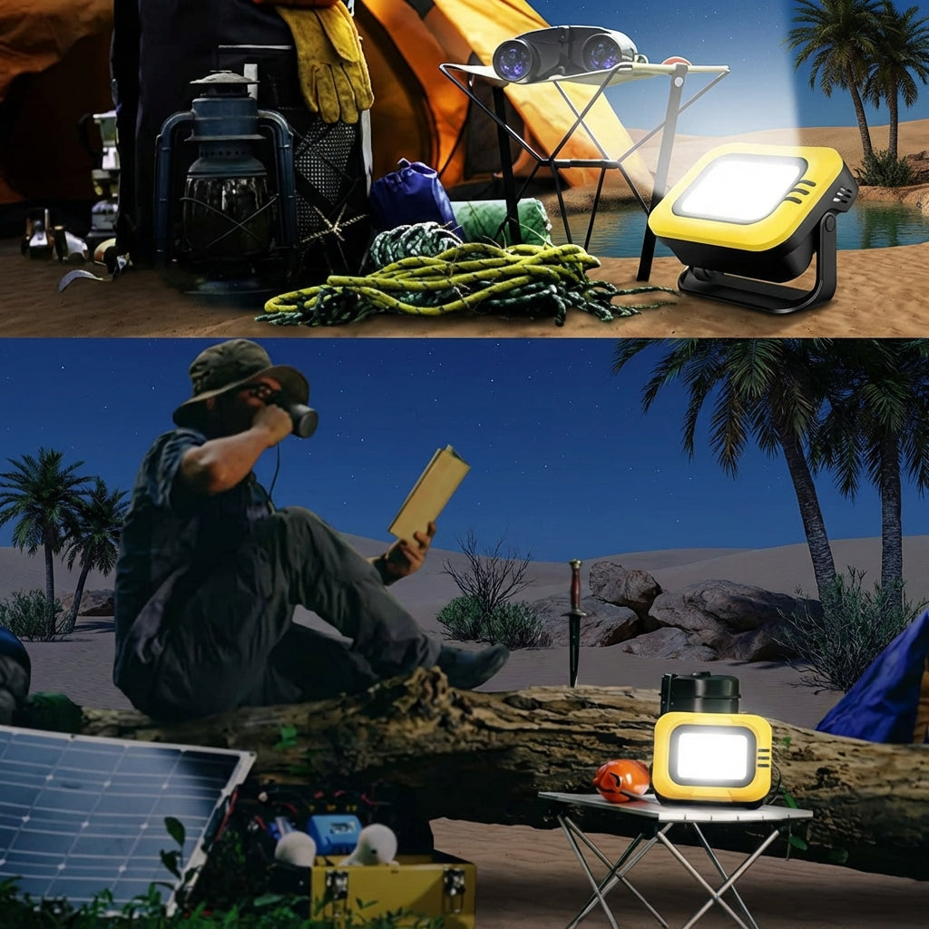 Solar Camping Work Light – Portable, Magnetic & Emergency-Ready