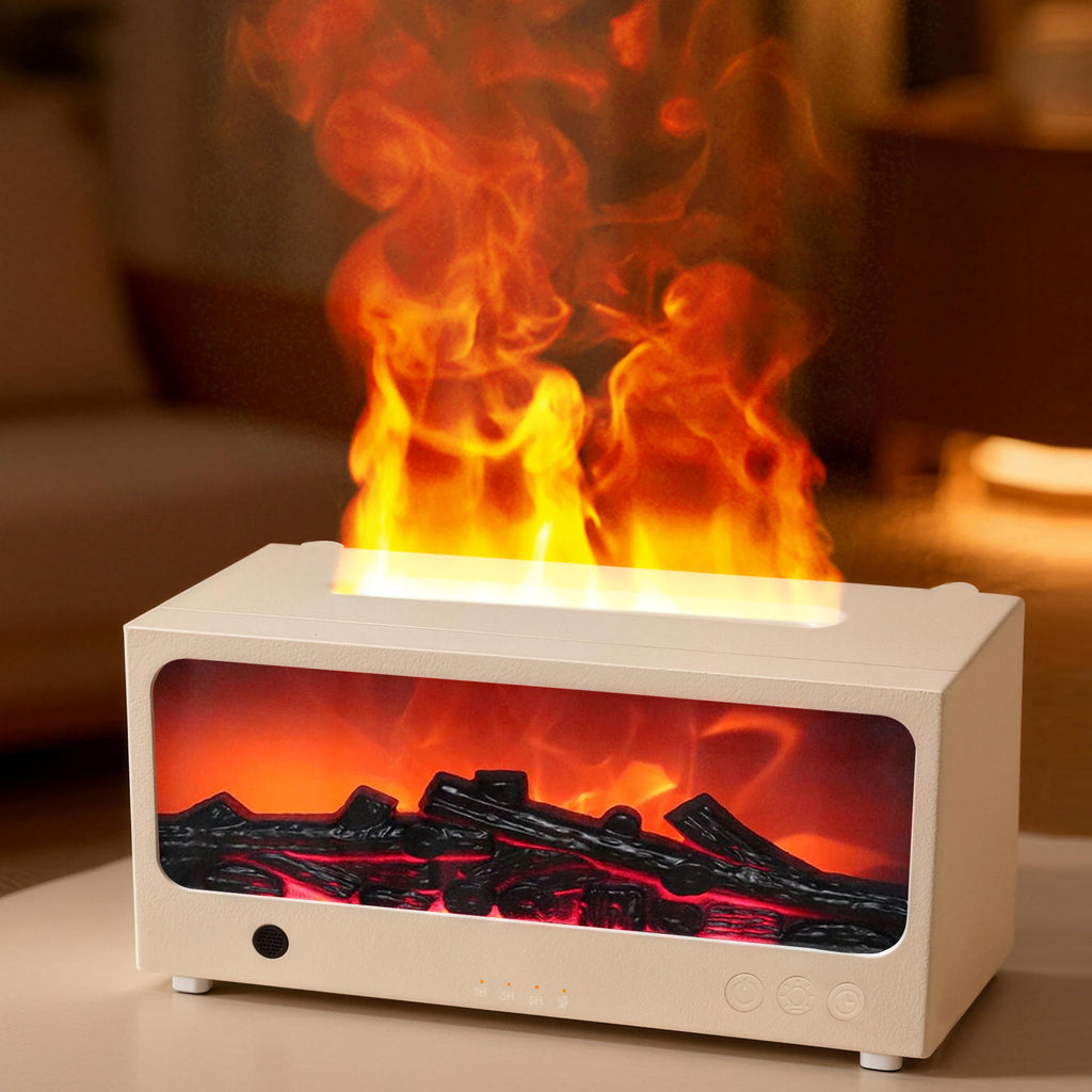 Essential Oil Diffuser, Flame Fireplace Aroma Diffuser with 7 Color Lights