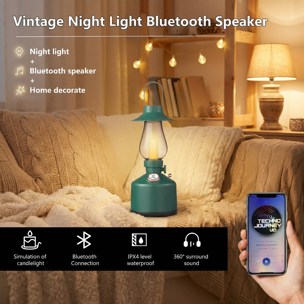 Retro Bluetooth Table Lamp – Warm Light with Built-in Speaker