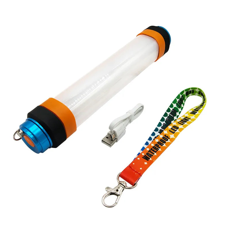 Waterproof Flashlight Torch IP68 Rechargeable 5500K + 580nm LED Camping Travel Outdoor Light