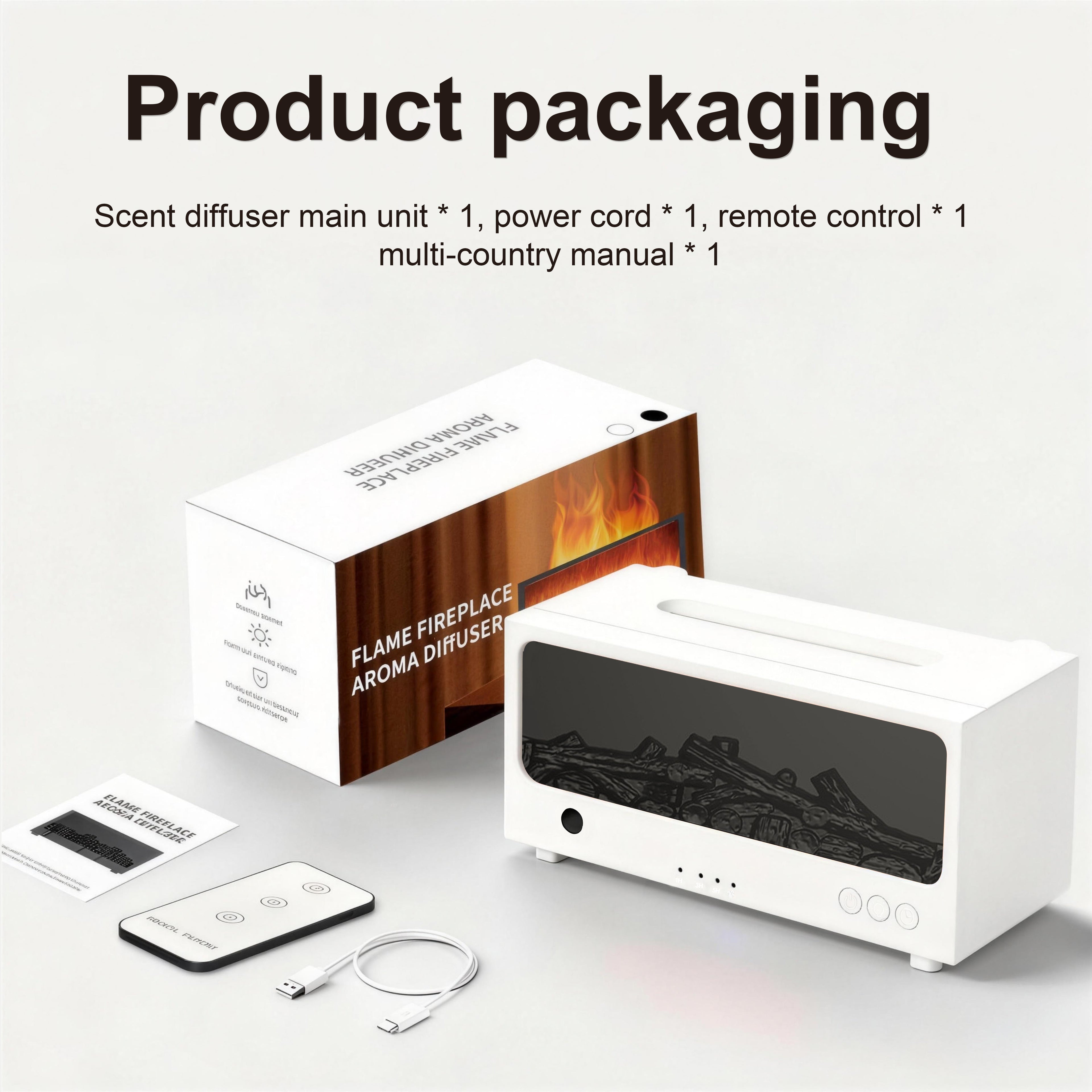 Essential Oil Diffuser, Flame Fireplace Aroma Diffuser with 7 Color Lights