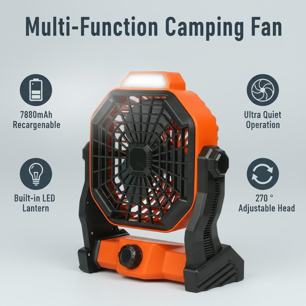 Camping Fan with LED Lantern, 7800mAh Rechargeable Portable Tent