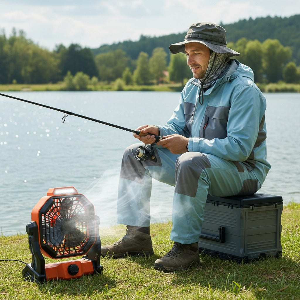 Camping Fan with LED Lantern, 7800mAh Rechargeable Portable Tent Fan, Quiet Battery Operated Fan with 270° Adjustable Head for Camping, Travel, Fishing, Emergency