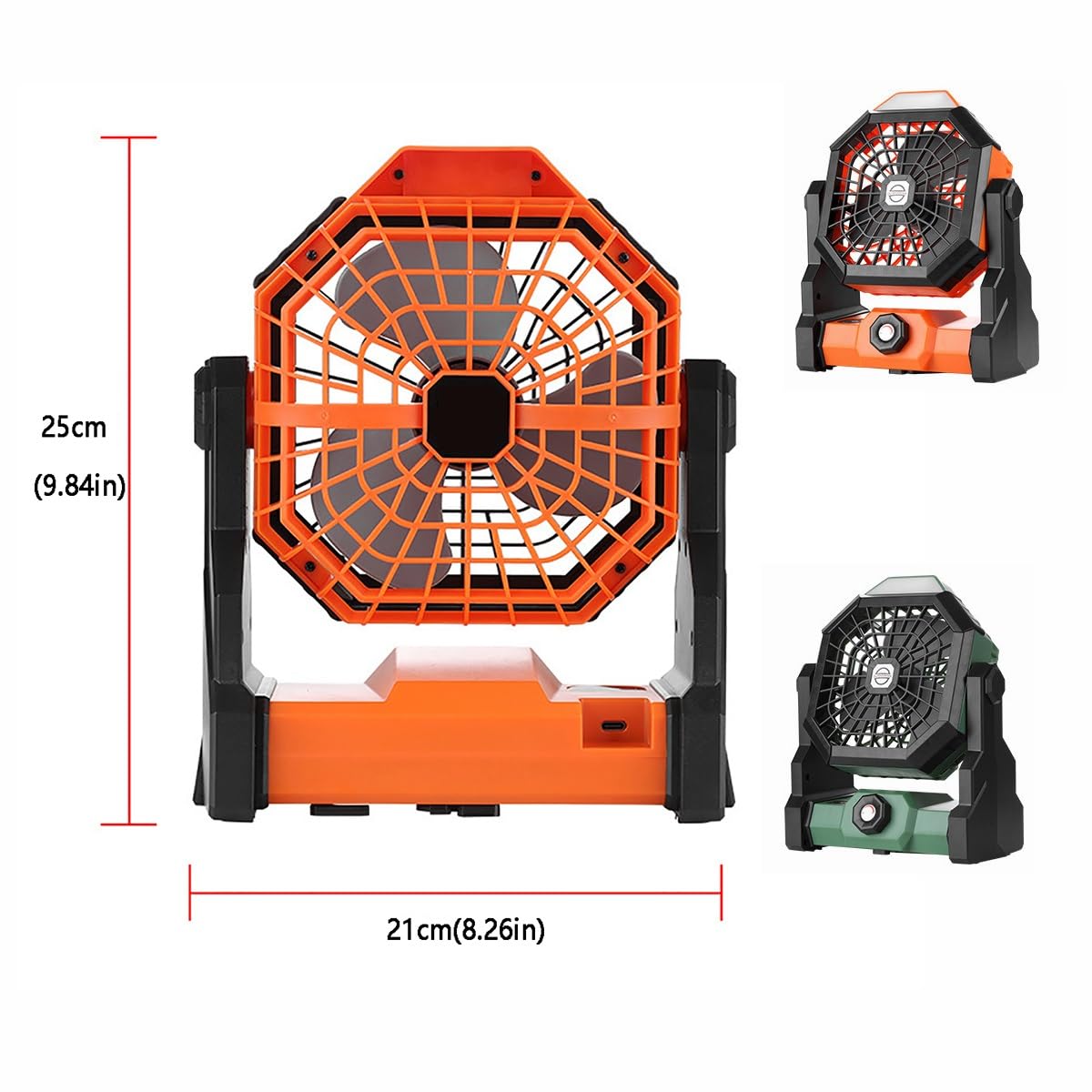 Camping Fan with LED Lantern, 7800mAh Rechargeable Portable Tent Fan, Quiet Battery Operated Fan with 270° Adjustable Head for Camping, Travel, Fishing, Emergency