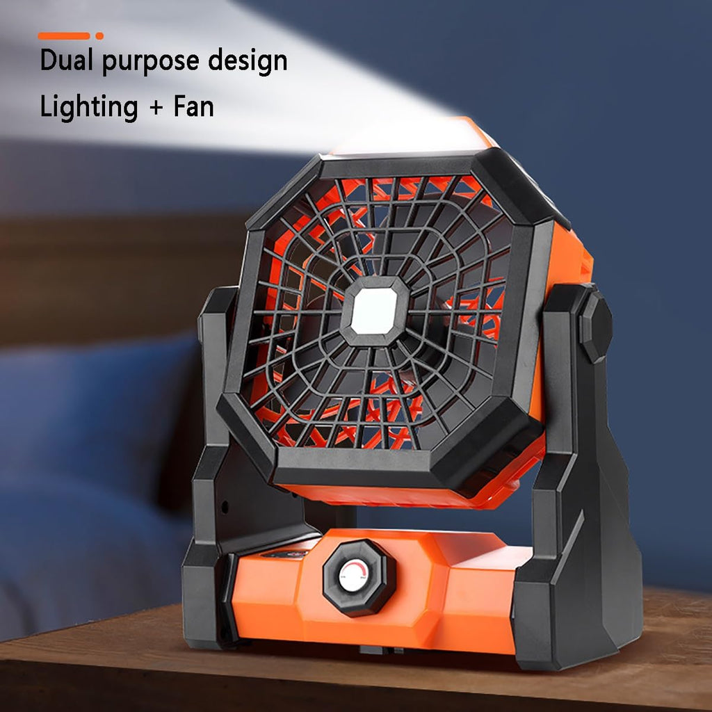 Camping Fan with LED Lantern, 7800mAh Rechargeable Portable Tent Fan, Quiet Battery Operated Fan with 270° Adjustable Head for Camping, Travel, Fishing, Emergency