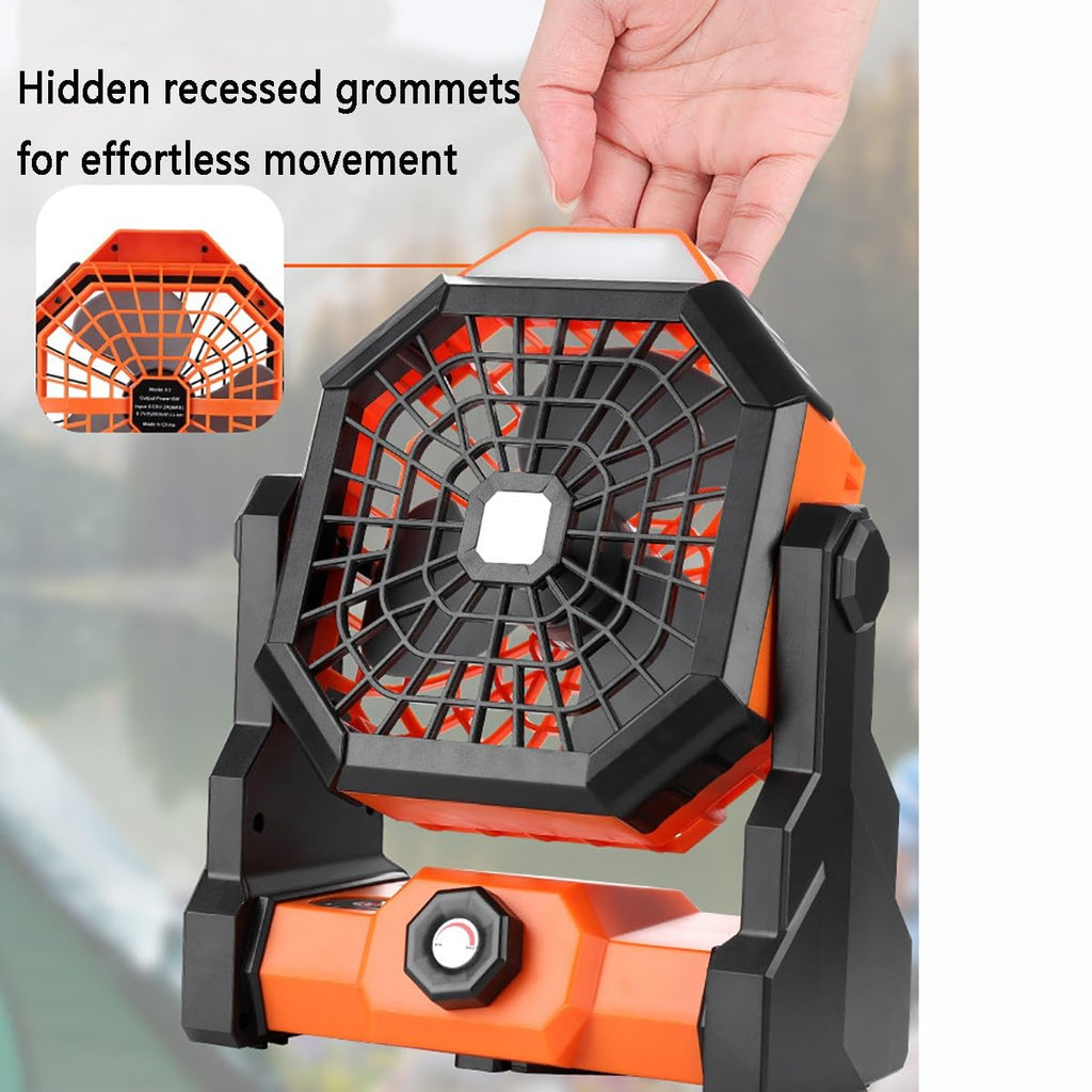 Camping Fan with LED Lantern, 7800mAh Rechargeable Portable Tent Fan, Quiet Battery Operated Fan with 270° Adjustable Head for Camping, Travel, Fishing, Emergency