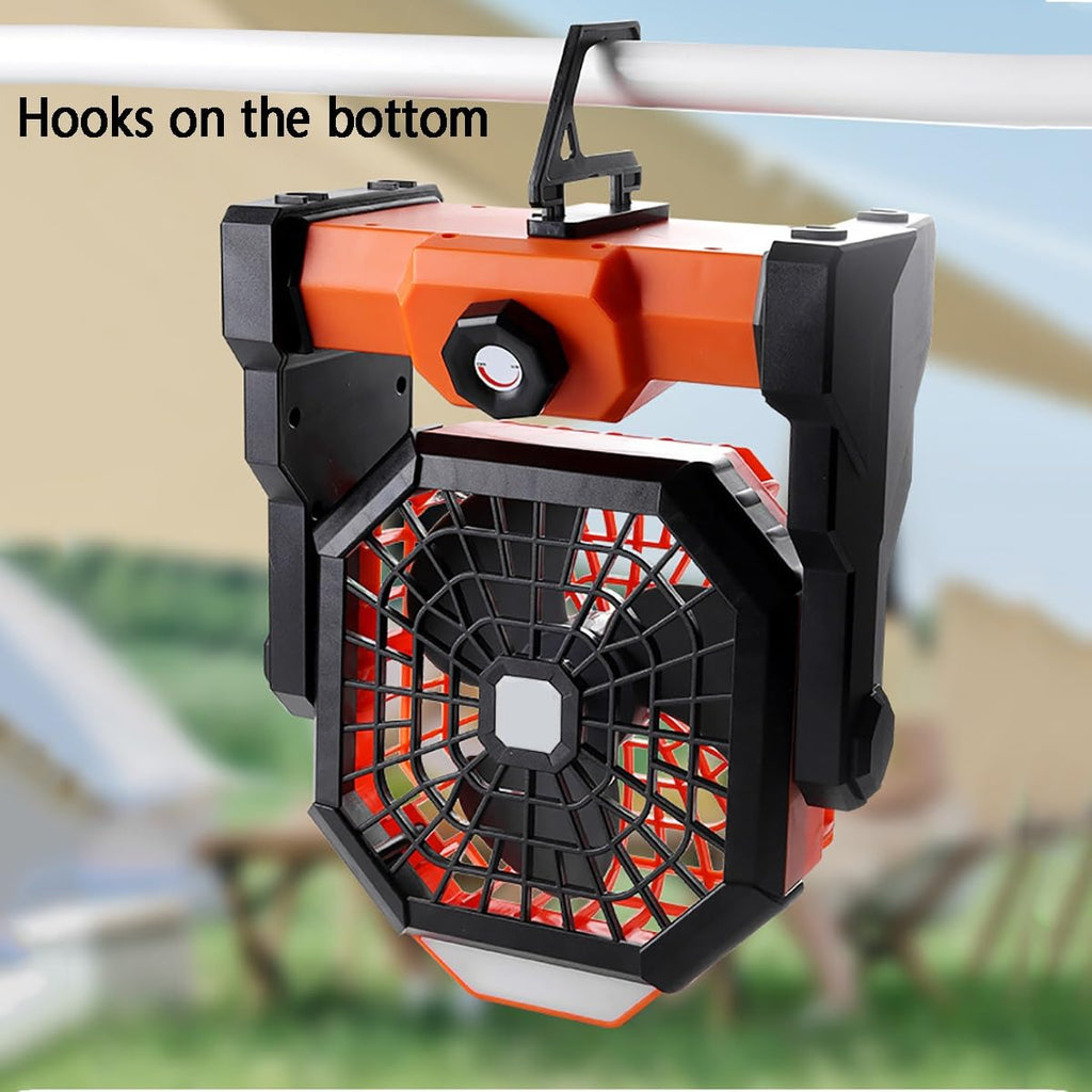 Camping Fan with LED Lantern, 7800mAh Rechargeable Portable Tent Fan, Quiet Battery Operated Fan with 270° Adjustable Head for Camping, Travel, Fishing, Emergency