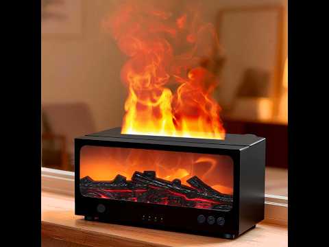 Essential Oil Diffuser, Flame Fireplace Aroma Diffuser with 7 Color Lights