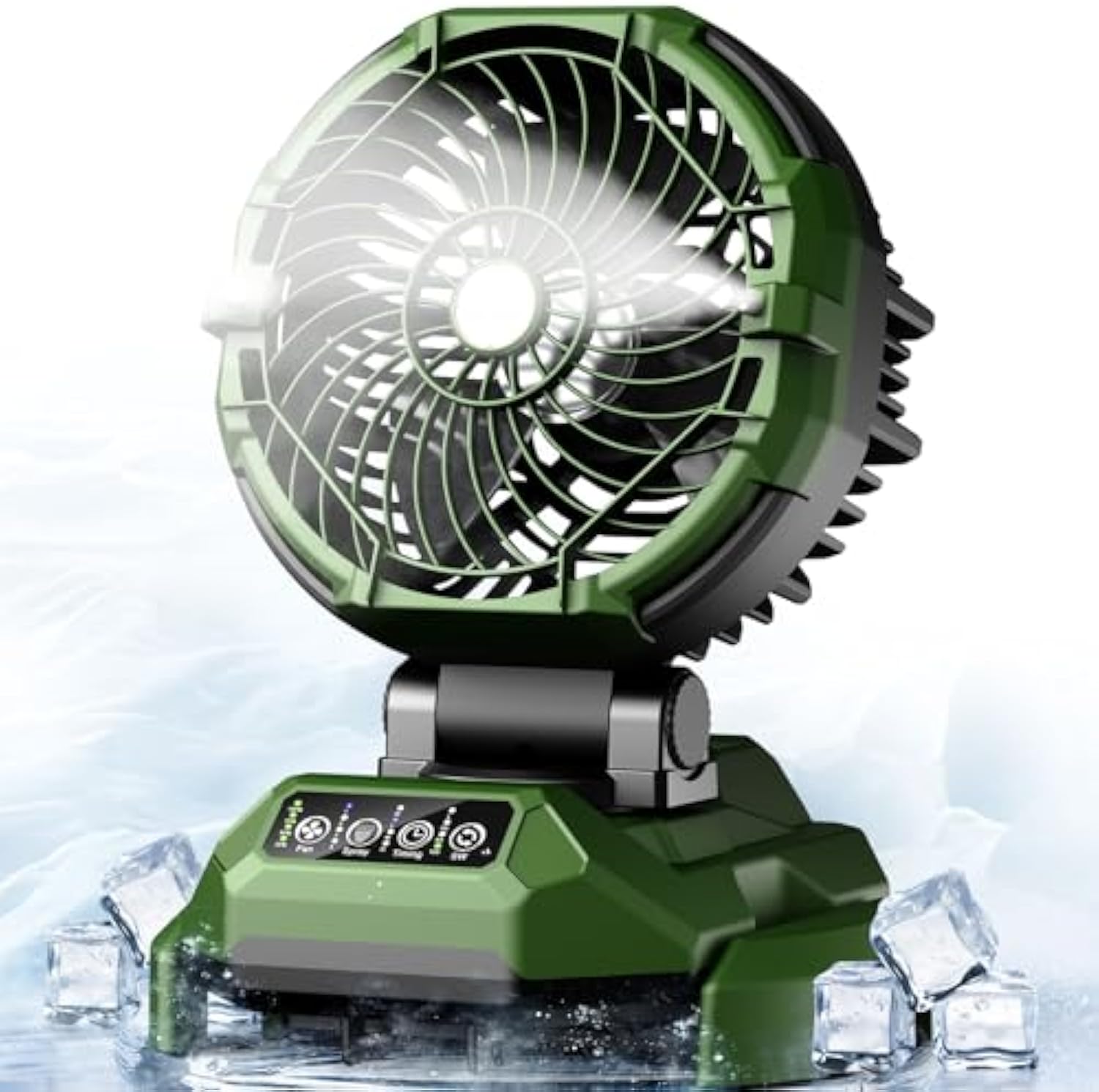 Portable Misting Fan 30000mAh Rechargeable Battery Powered 4 Strong Winds 4 Spray Mister Floor Cooling Fan for Outdoor Camping Patios Adjustable Base for 10-13inch Bucket(No Bucket Included)