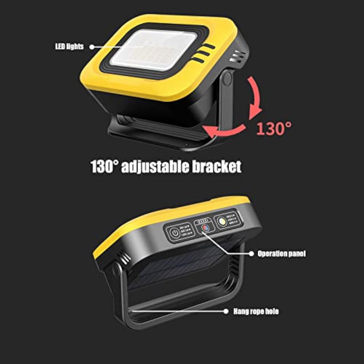 Portable Camping LED Light Solar Camping Spotlight Emergency Rechargeable Magnetic Work Lamp