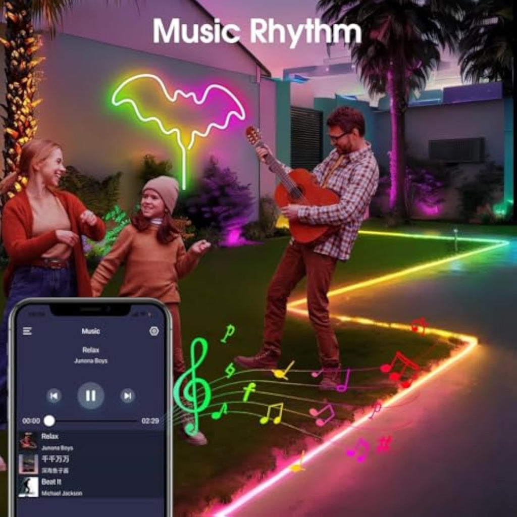 RGB Neon LED Strip Lights, 16.4ft/5m 5V SmartIC USB Neon Rope Light Flexible with APP & Remote,  IP67 Waterproof, Music Sync LED Tape Light for Bedroom Kitchen Wall Indoor Outdoor Décor