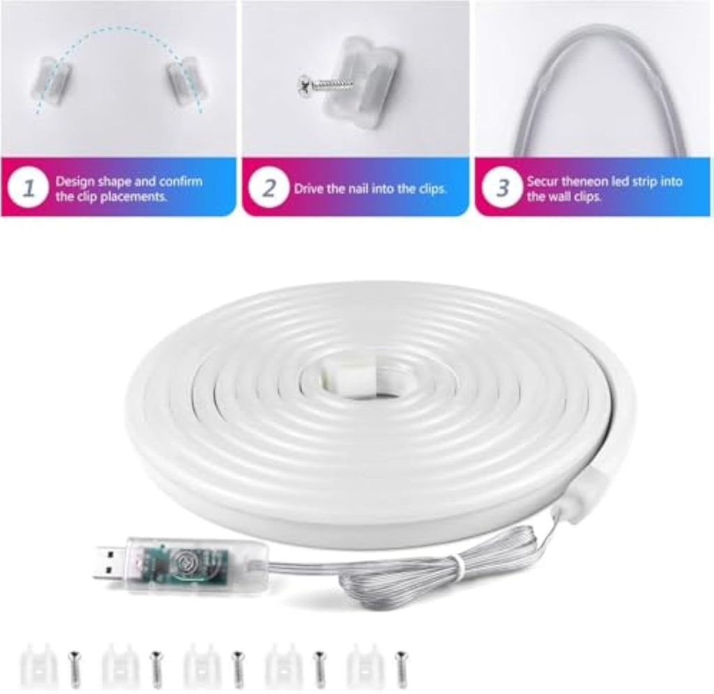 RGB Neon LED Strip Lights, 16.4ft/5m 5V SmartIC USB Neon Rope Light Flexible with APP & Remote,  IP67 Waterproof, Music Sync LED Tape Light for Bedroom Kitchen Wall Indoor Outdoor Décor